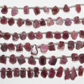 Cuentas de rubí irregulares planas de 8" St 7x4 mm. Aprox. - Hilo de 20 cm.