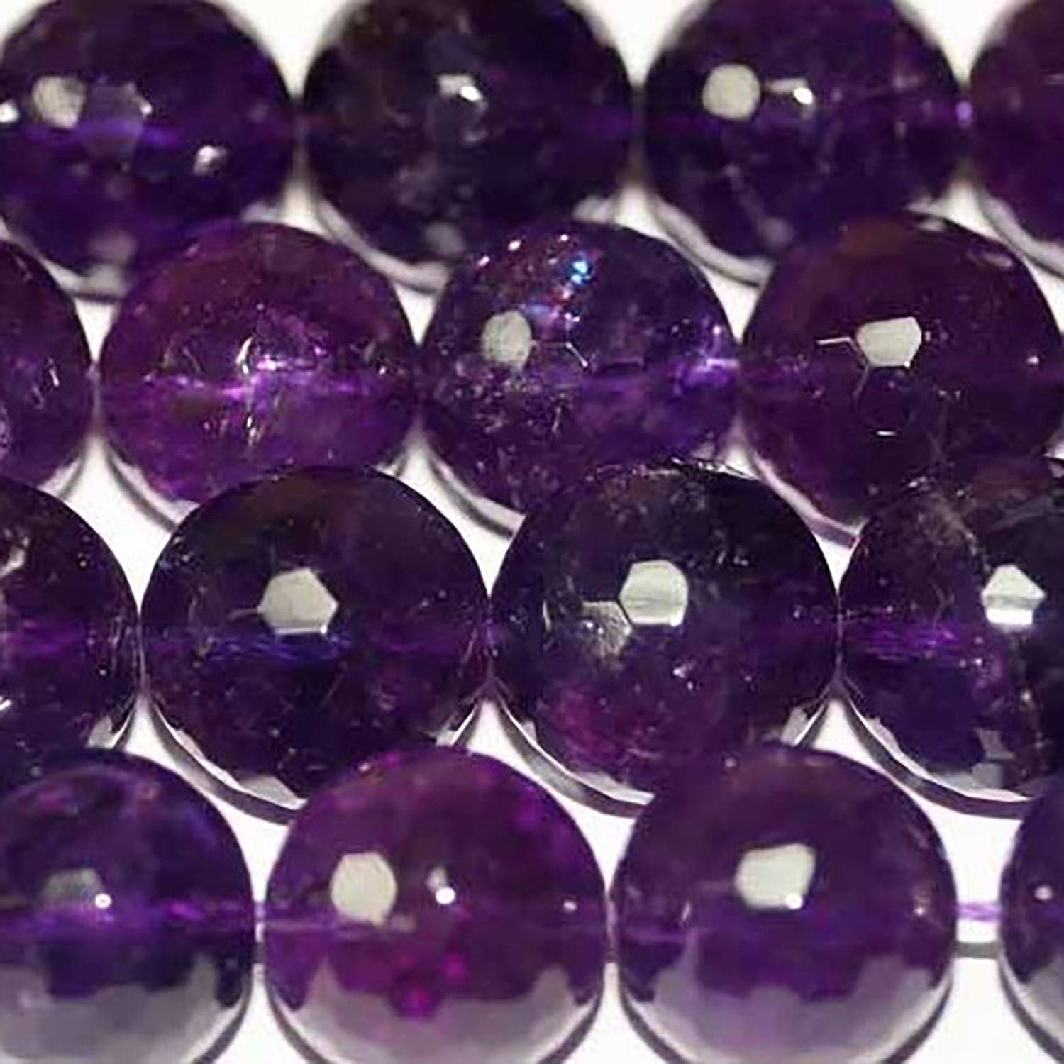 Cuentas redondas facetadas de amatista de 16" (14 mm) - Hilo de 40 cm