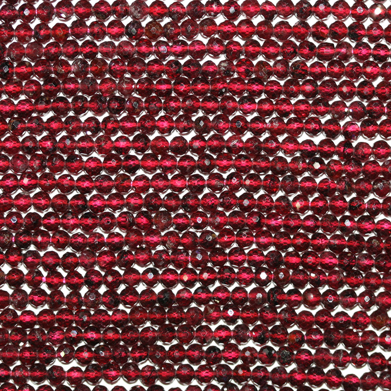 15" Perles rondes à facettes en grenat Saint-Pierre 2,5 mm.-Rig 39 cm.