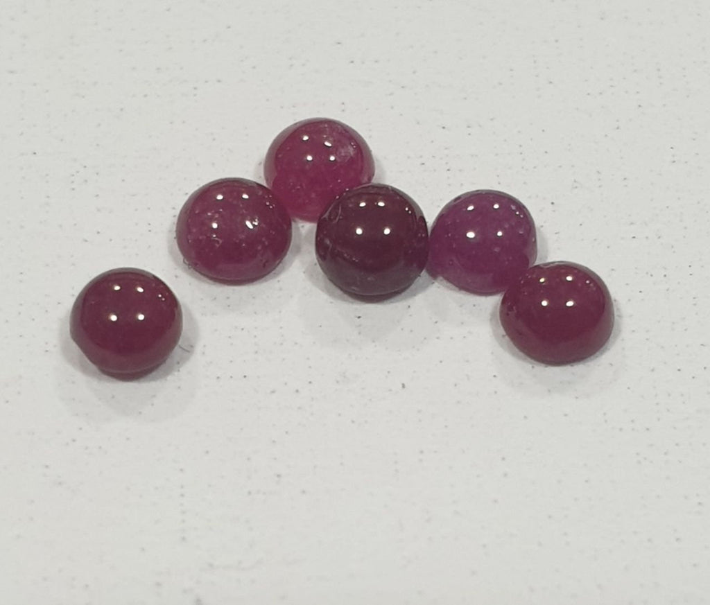 Ruby Smooth Round Cabochons Lot 2.8-3mm.- 6 Pieces