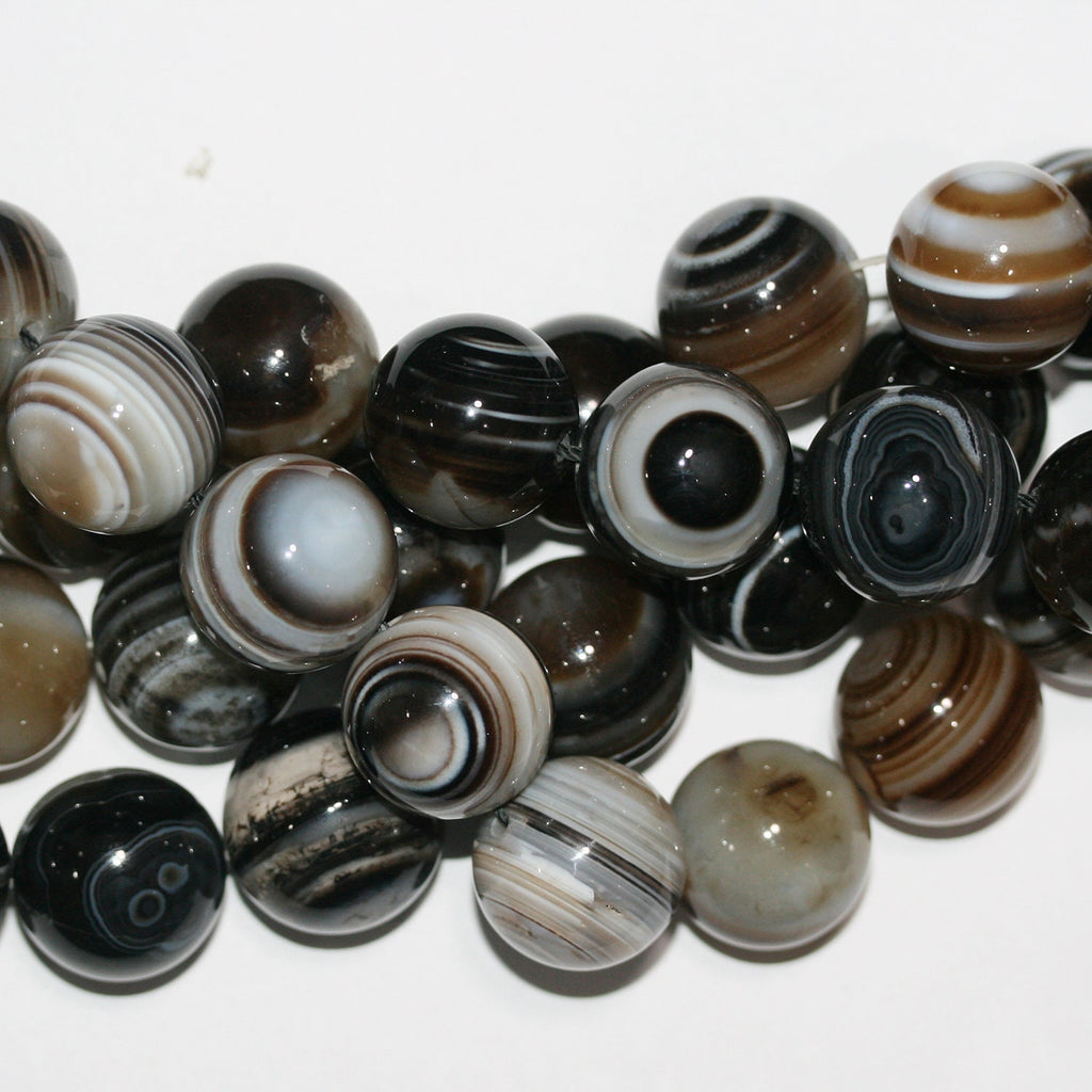 15" St Perles rondes lisses en agate tibétaine 20 mm.-Rig 39 cm.