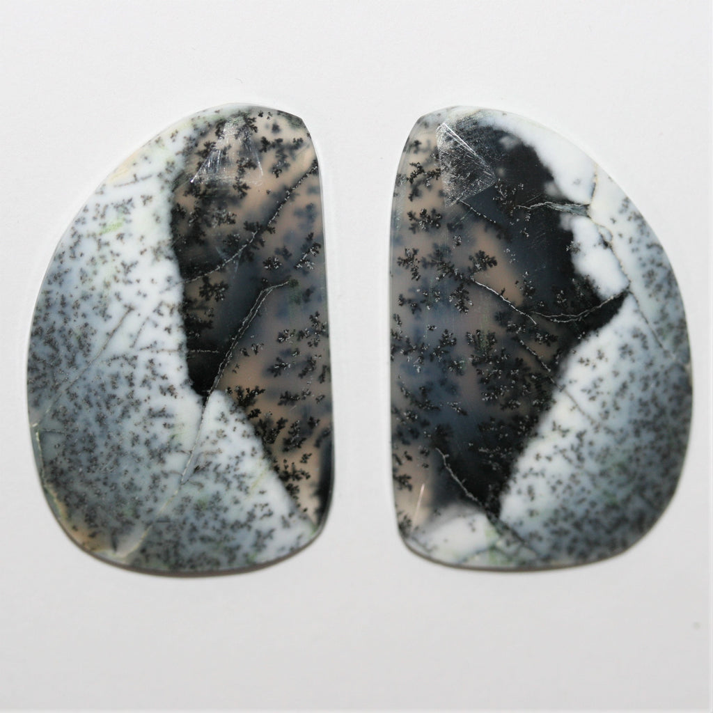 Dendritic Agate Faceted Oval Cabochon 34x22mm. (45ct.) - 1 Pair