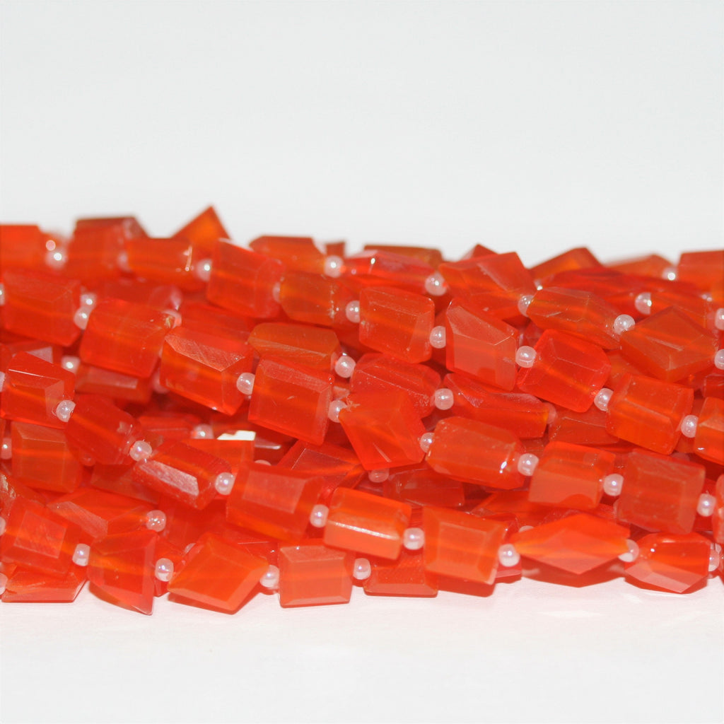 14" St Carnelian Faceted Nugget 8x6mm.Approx.-Strand 35cm.