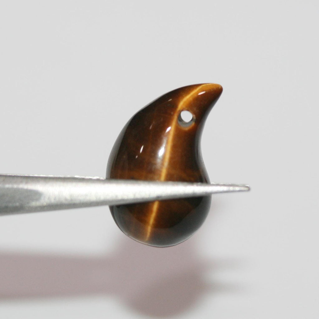 Colgante de colmillo liso de ojo de tigre de 20 x 10 mm (1 par).