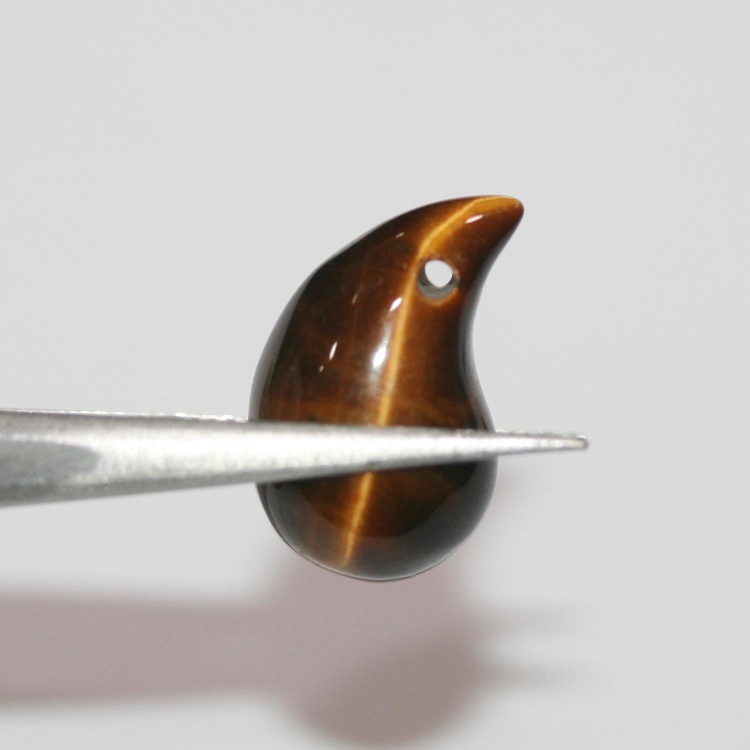 Pendentif en œil de tigre lisse 20x10mm.( 1 paire )