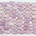 Cuentas de tubo facetadas de St Kunzita de 17", 11 x 7 mm, aprox. - Hilo de 43 cm.