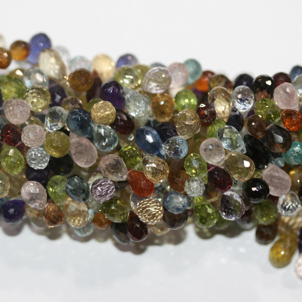 Perles pendantes à facettes en pierre multiple de 8 pouces (environ 8 x 5 mm). Longueur du fil : 20 cm. Réf. 11035