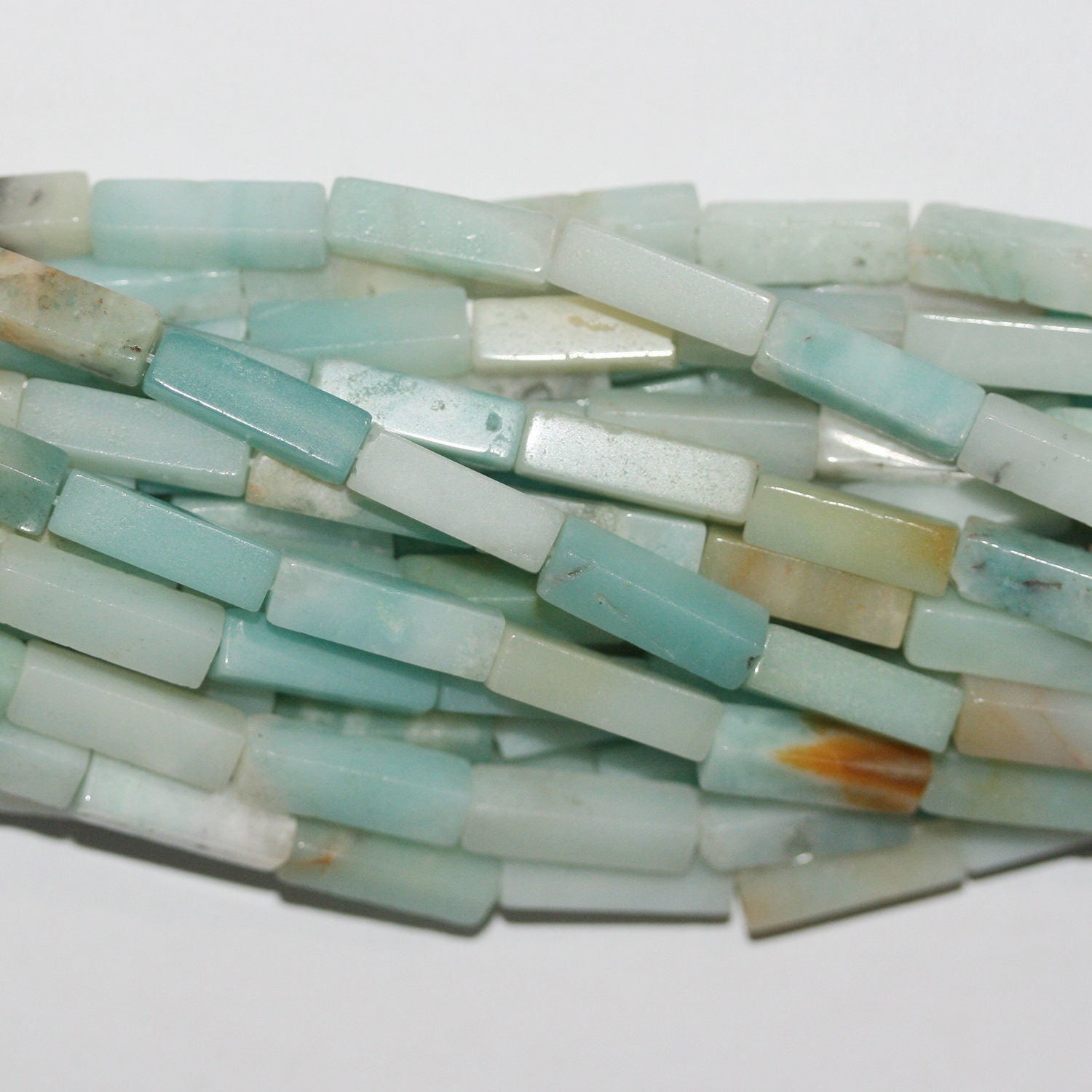 Perles prismatiques lisses en amazonite St 15" 13x4mm.-Rig 39cm.