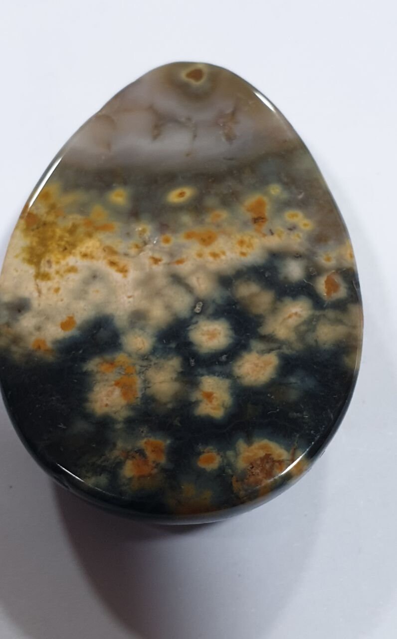 Cabochon en jaspe océan AAA en forme de goutte, 36,6 x 27 mm, 64,26 ct - Pièce de créateur - Pièce unique