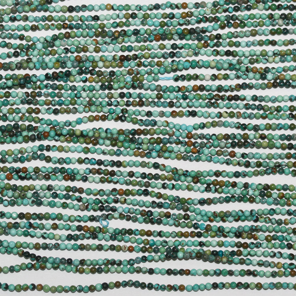 Perles rondes lisses en turquoise St de 15 pouces, 1,5-1,7 mm. - Fil de 39 cm.