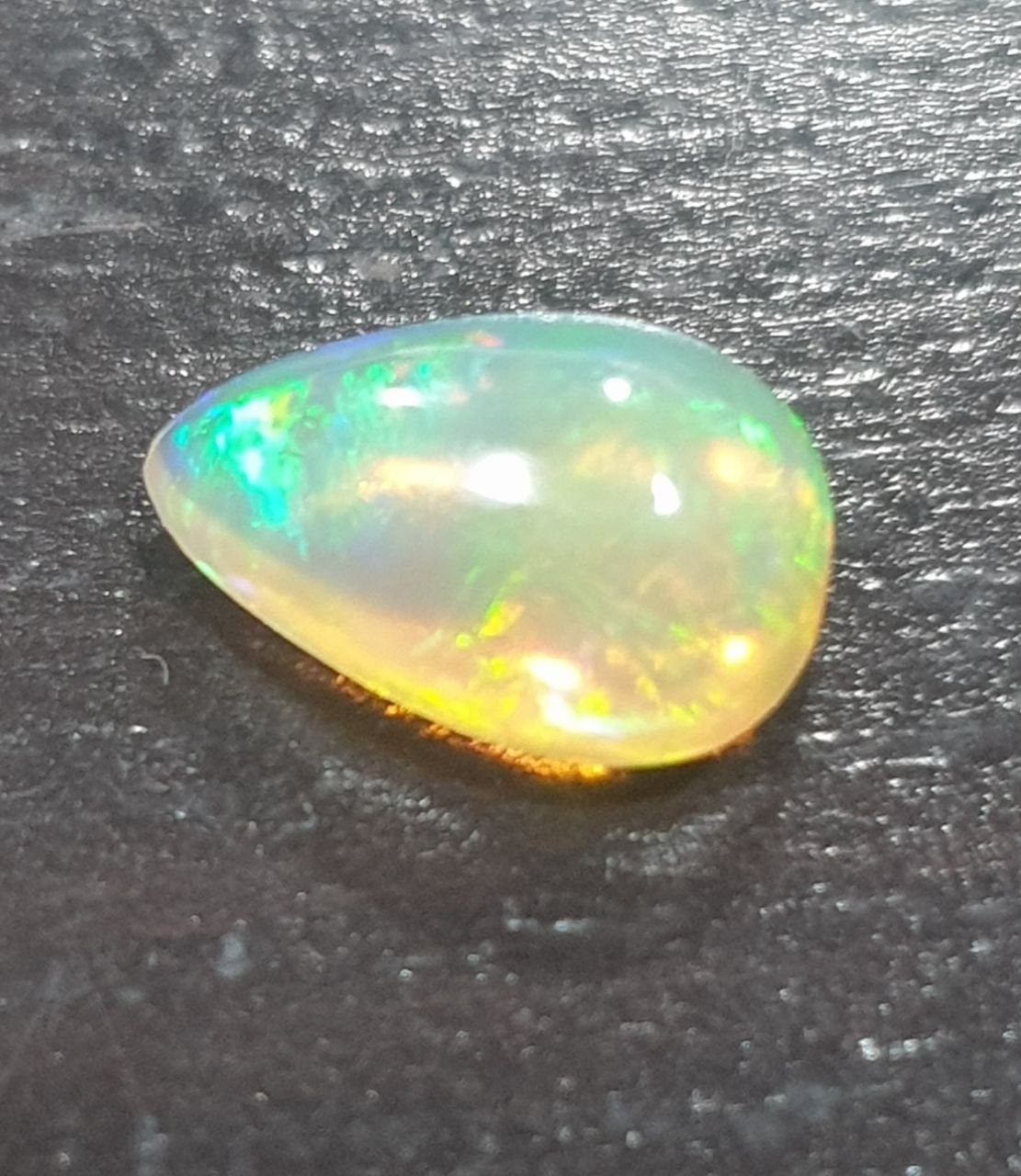Lots Of Fire 1 Pc Wello Ethiopian Opal  Drop Cabochon 10x7mm. (1.25ct)  -Gemstone Parcels-Loose Stones Wholesale Price