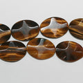 12" St Tiger Eye Smooth Wavy Oval Beads 24x17mm.-Strand 32cm.