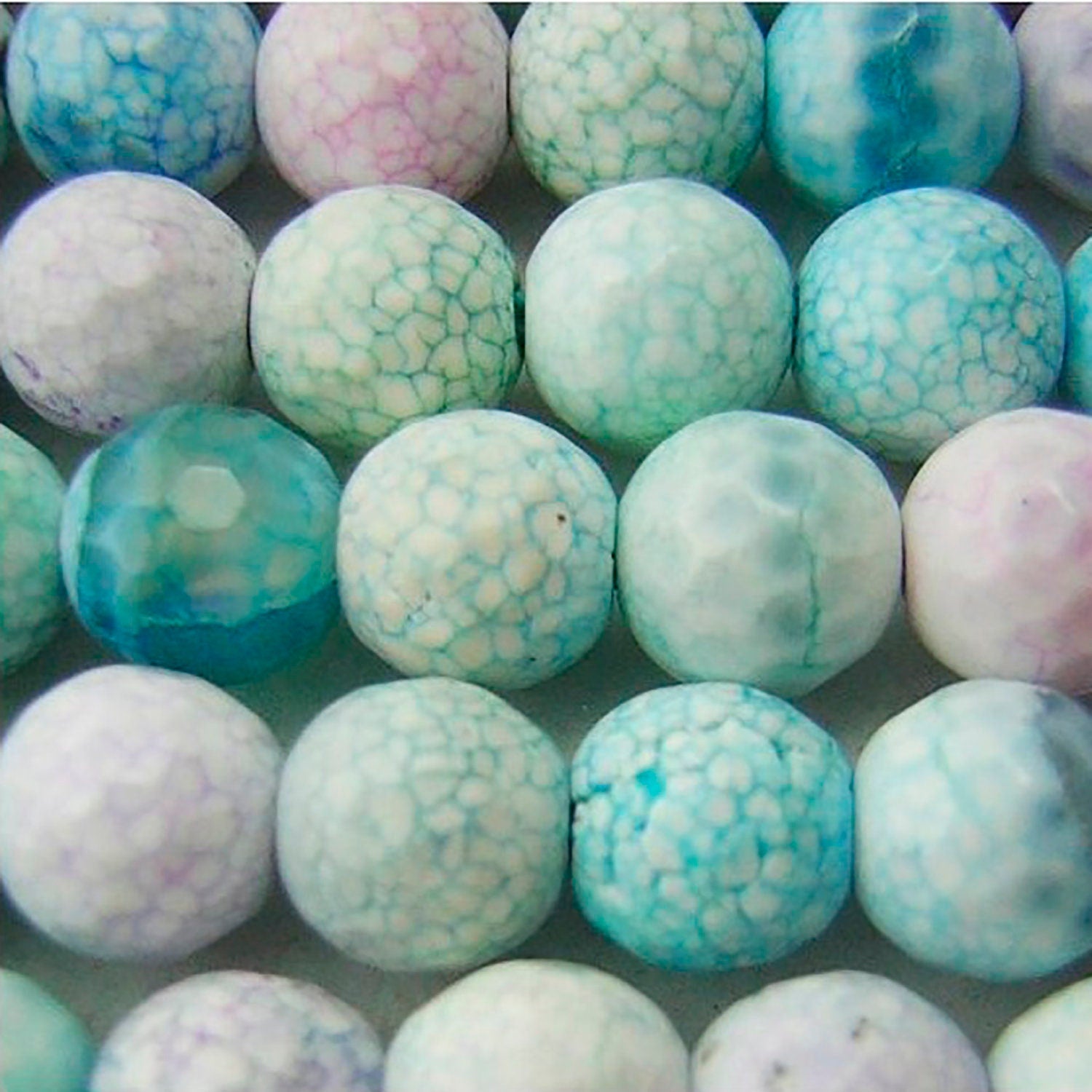 Cuentas redondas facetadas de ágata multicolor de 16" (12 mm) - Hilo de 40 cm