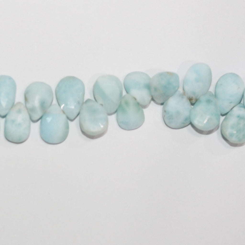 Perles en larimar St à facettes en forme de goutte de 8 pouces, 8 x 6 mm environ. - Longueur du brin : 20 cm.