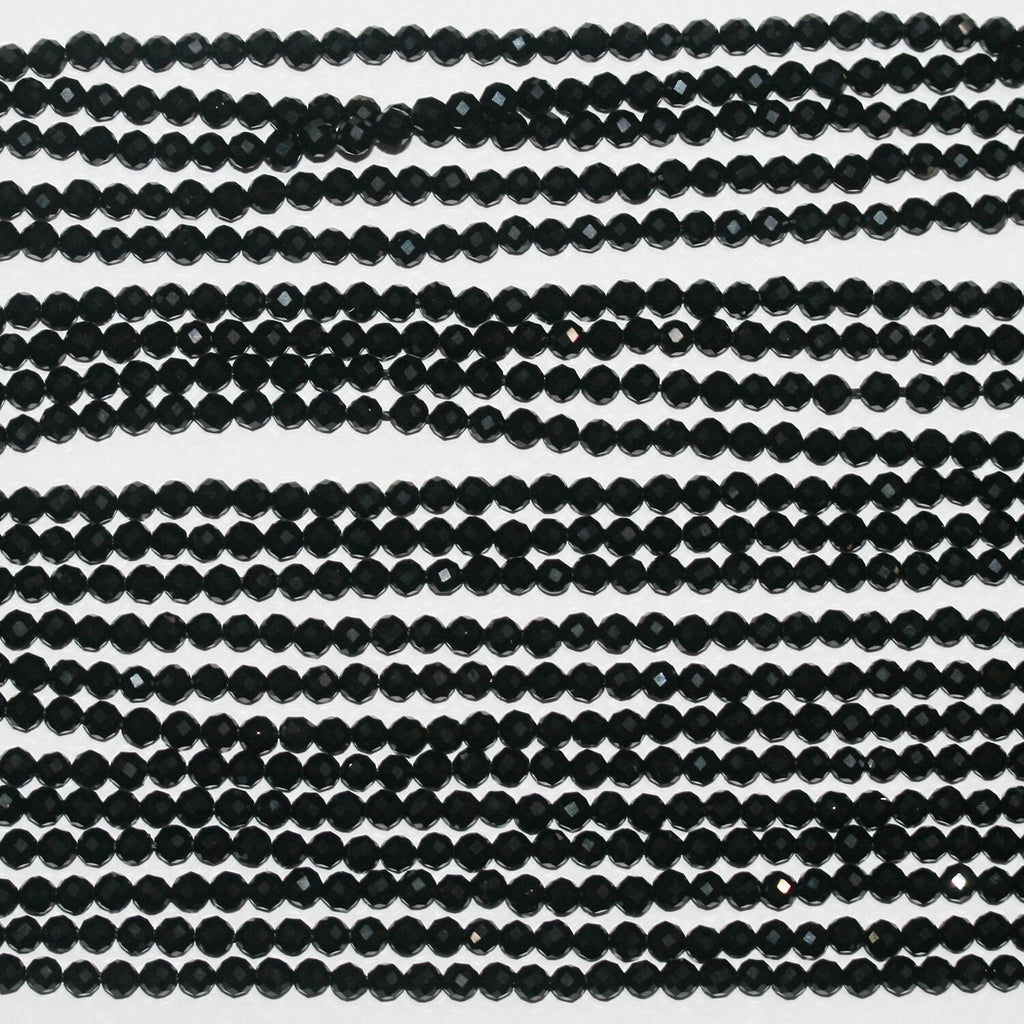 Perles rondes à facettes en onyx de 39 cm (15 pouces), 3 mm de diamètre.