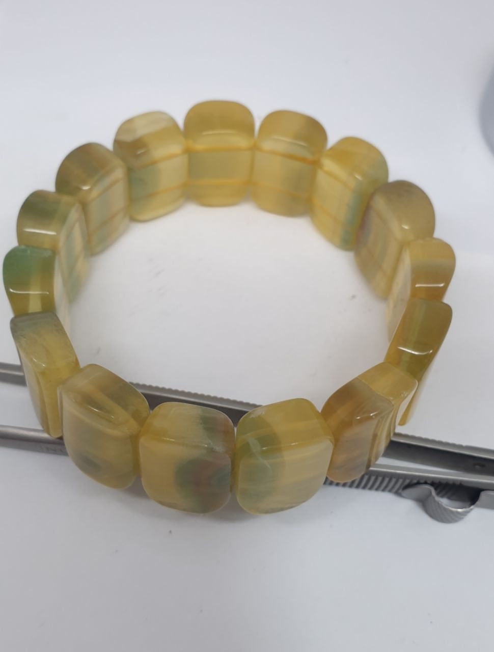 Pulsera elástica de fluorita con cuentas de 17 x 12 mm - Proveedor de joyas con cuentas de doble perforación - Poder curativo - Gemas naturales