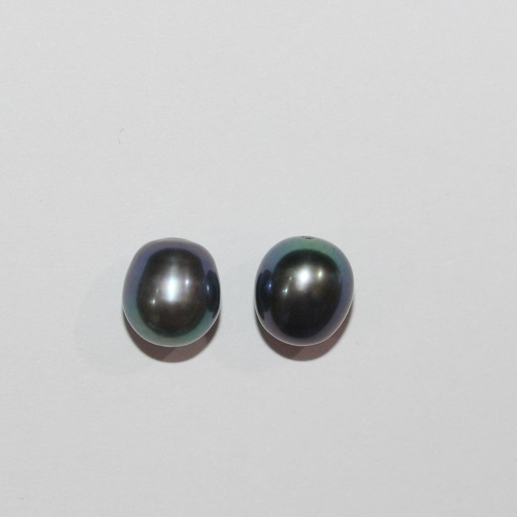 1 Pair Gray  Freshwater  Oval Top Luster Half Drilled Pearl  5-6mm.-Approx.  Oval Natural  Pearl-Price Per 1 Pair- Pearl Earring