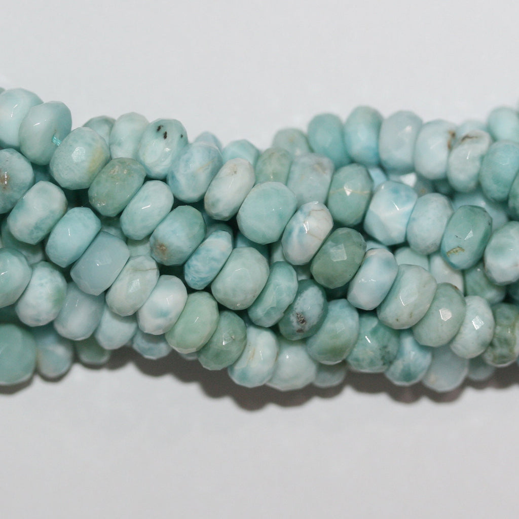 Cuentas redondas facetadas de St Larimar de 16", 7 x 4 mm, aprox. - Hilo de 41 cm.