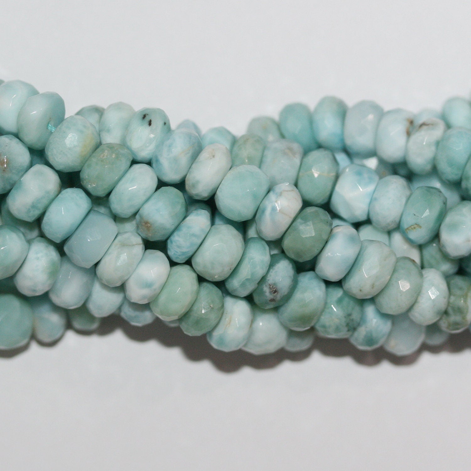 Cuentas redondas facetadas de St Larimar de 16", 7 x 4 mm, aprox. - Hilo de 41 cm.