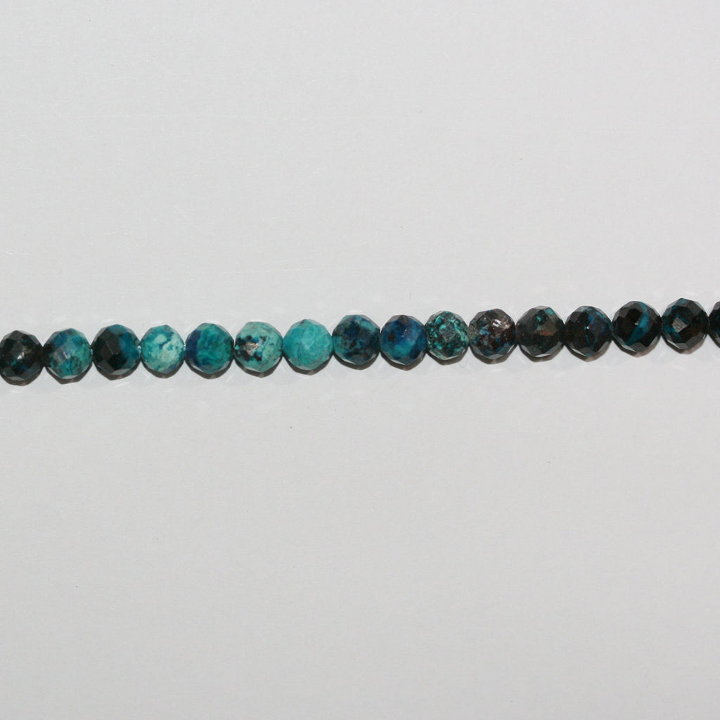 15" Perles rondes à facettes en chrysocolle St 5-5,5 mm.-Rig 39 cm.