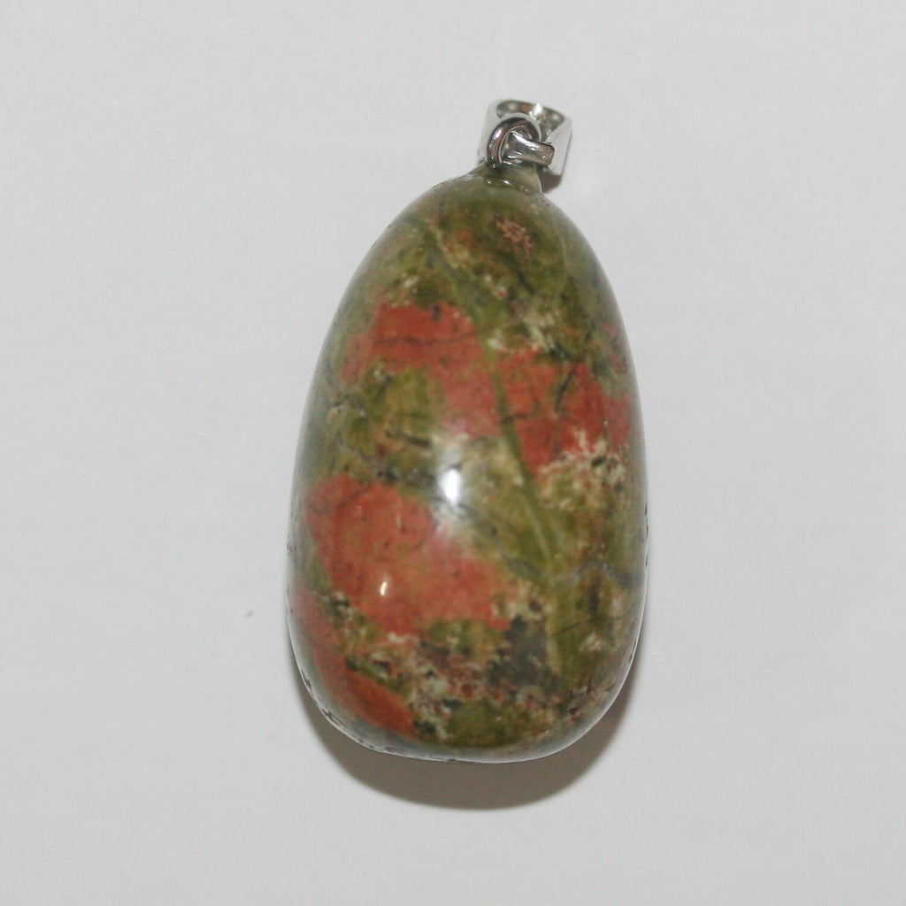 Pendentif pépite d'unakite 35x21mm.-Environ.