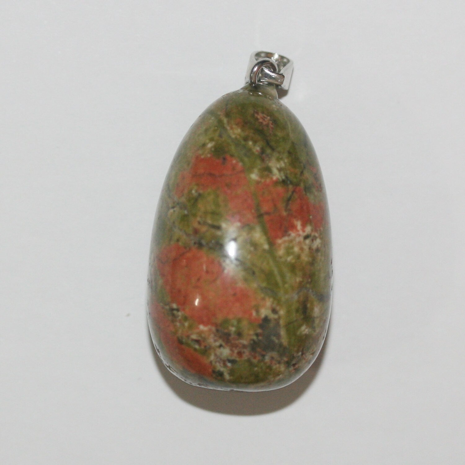 Pendentif pépite d'unakite 35x21mm.-Environ.