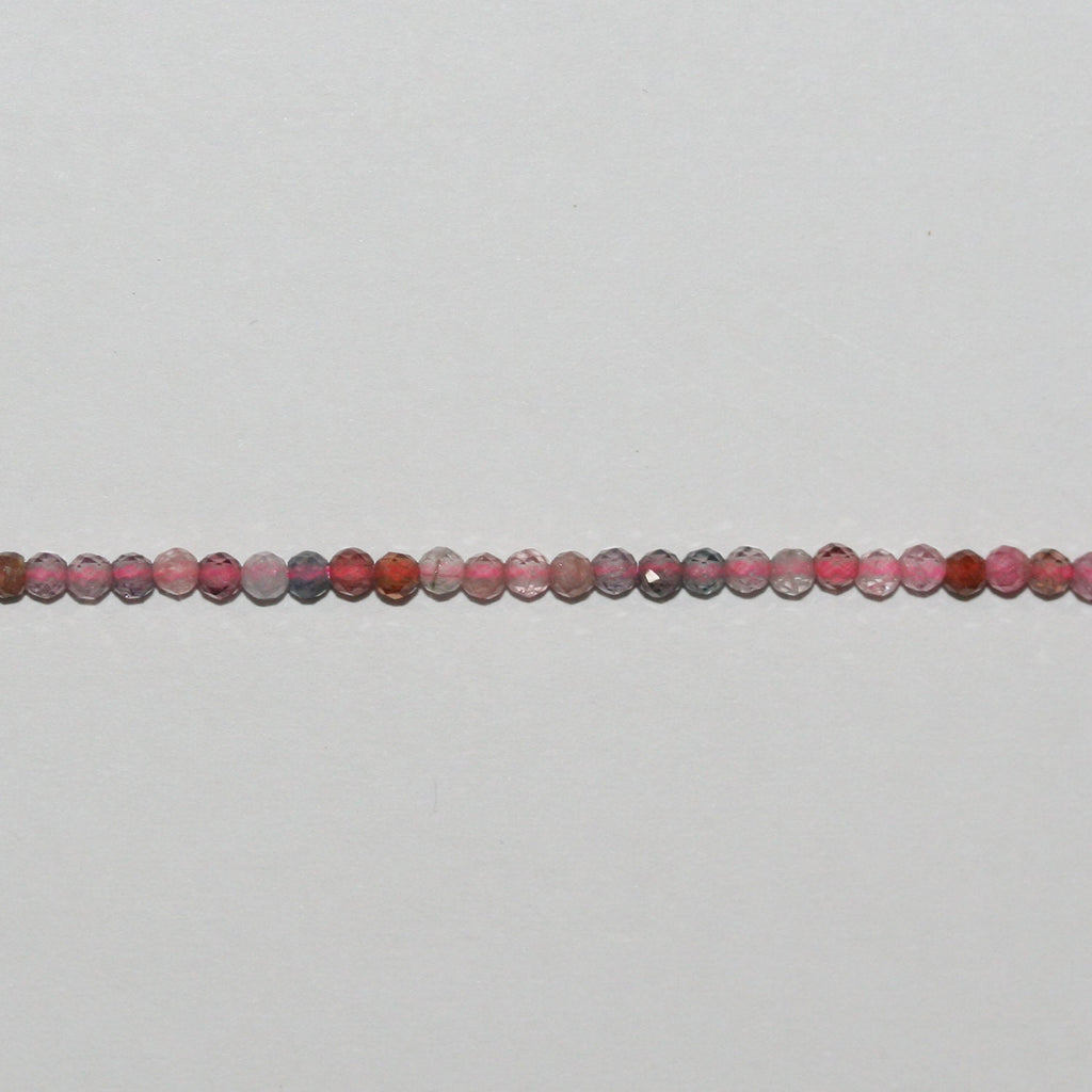 15 perles rondes à facettes en spinelle multicolore, 2 mm, longueur 39 cm