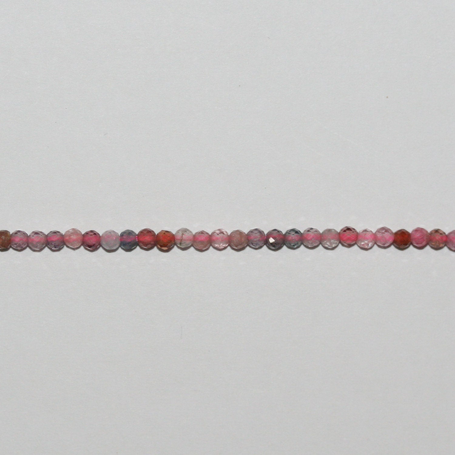 15 perles rondes à facettes en spinelle multicolore, 2 mm, longueur 39 cm