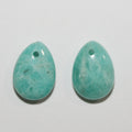 Pendentif goutte lisse en amazonite russe 14x10mm.( 1 paire )