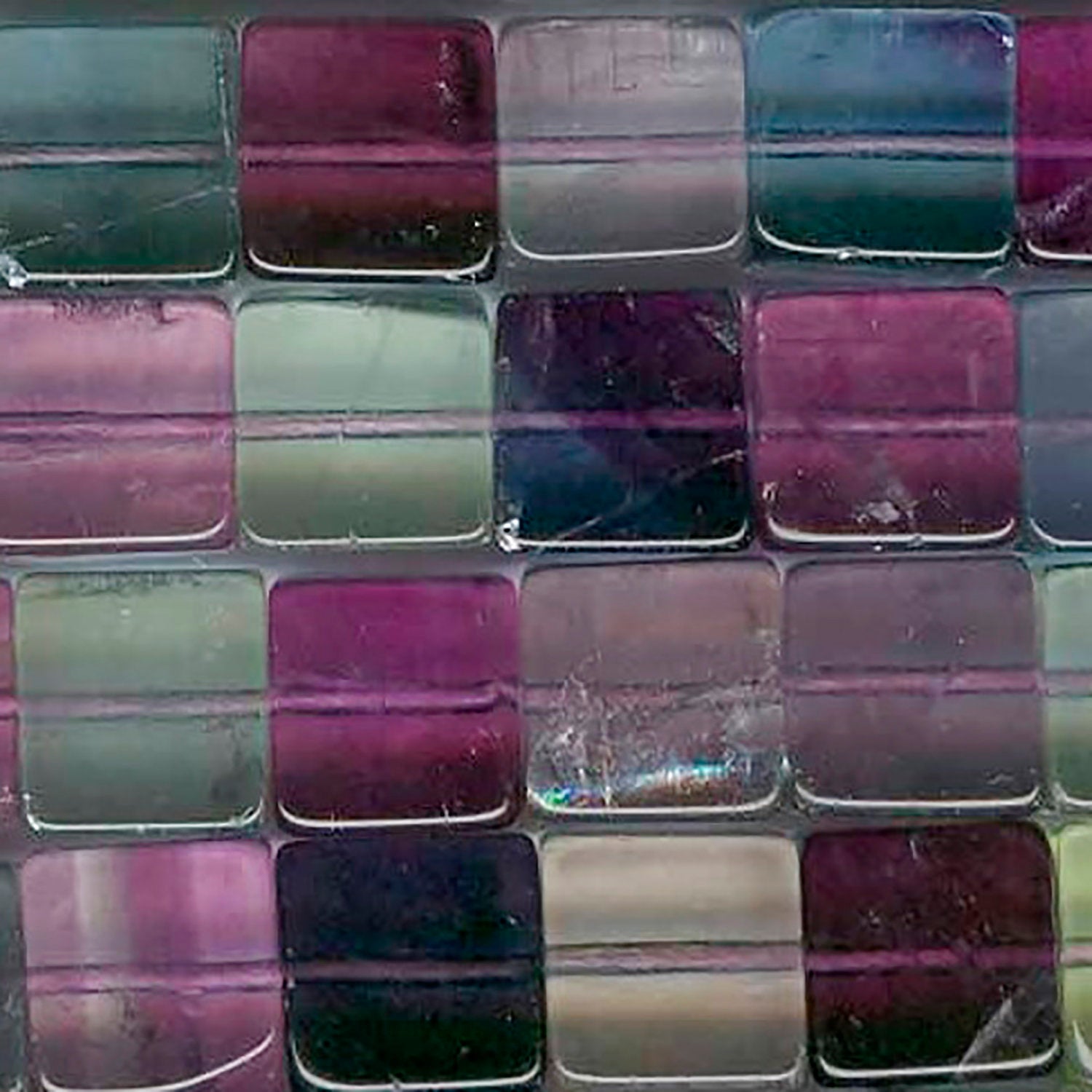 Cuentas cúbicas lisas de fluorita de 16" (12 mm) - Hilo de 40 cm