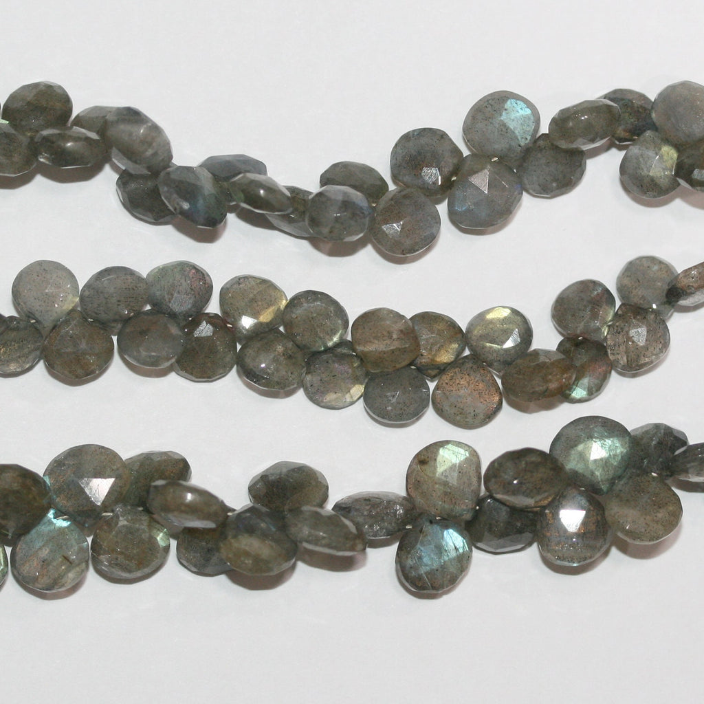 Perles en forme de goutte facettées en labradorite de 20 cm (8 pouces), 6-7 mm. Longueur du fil : 20 cm.