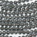 Cuentas redondas facetadas de hematita plateada de 16" de 4 mm - Hilo de 40 cm.