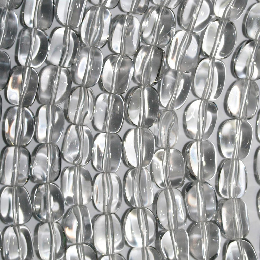 Cuentas de pepitas lisas de cuarzo cristal de roca de 16", 10 x 8 mm (aprox. - Hilo de 40 cm)