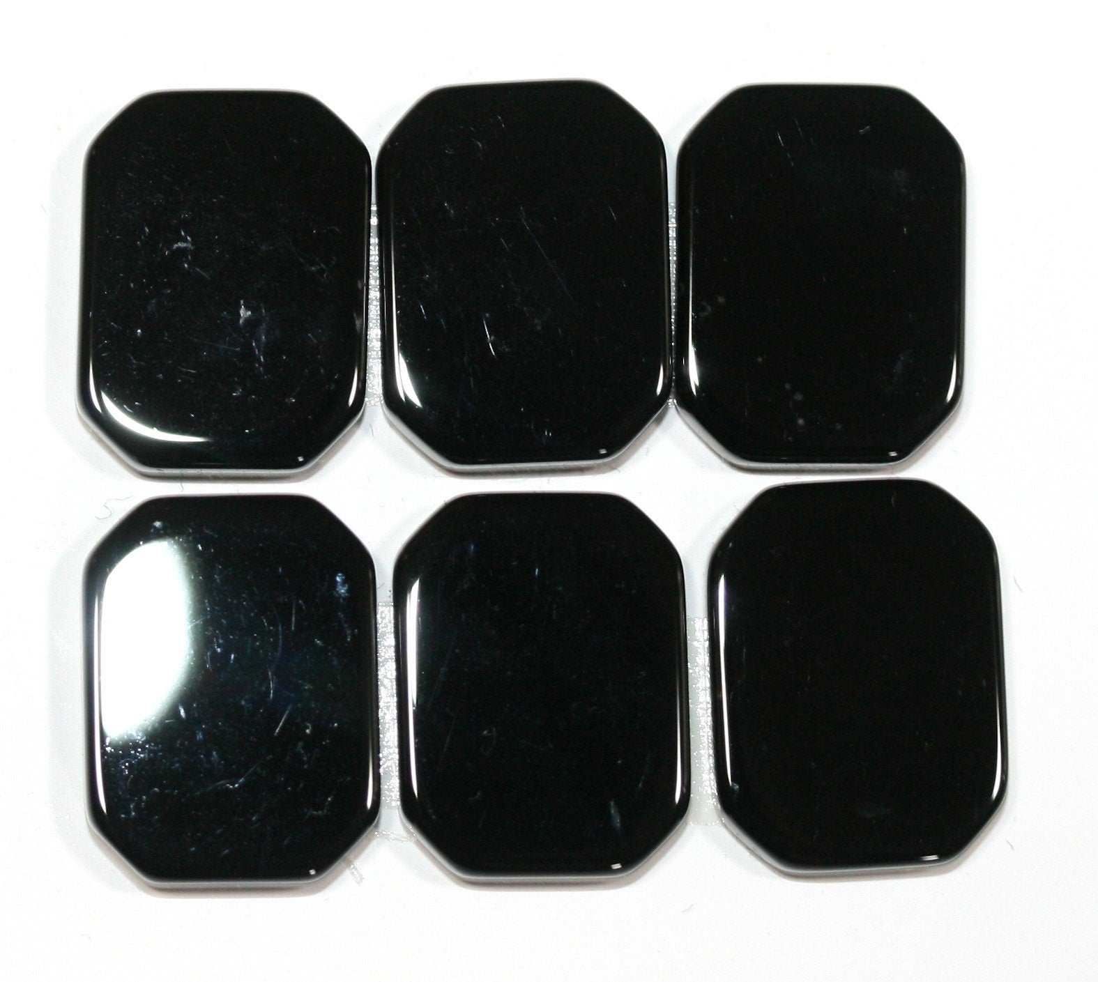 Lote de 6 cabujones planos octogonales lisos de ónix de 16 x 12 mm. Grosor: 2 mm. (6 piezas)