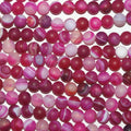 14" St Fuchsia Stripe Agate Smooth Matte Finish Round Beads 6mm.-Strand 38cm
