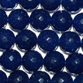 Perles rondes à facettes en jade bleu de 40 cm (16 pouces), 8 mm de diamètre, longueur 40 cm (16 pouces).