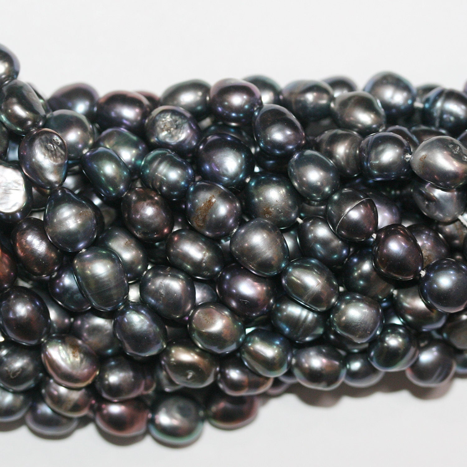 13" St Freshwater  Black Baroque Pearl 8-9mm.Approx.-Strand 36cm  -Natural Pearls wholesale Prices