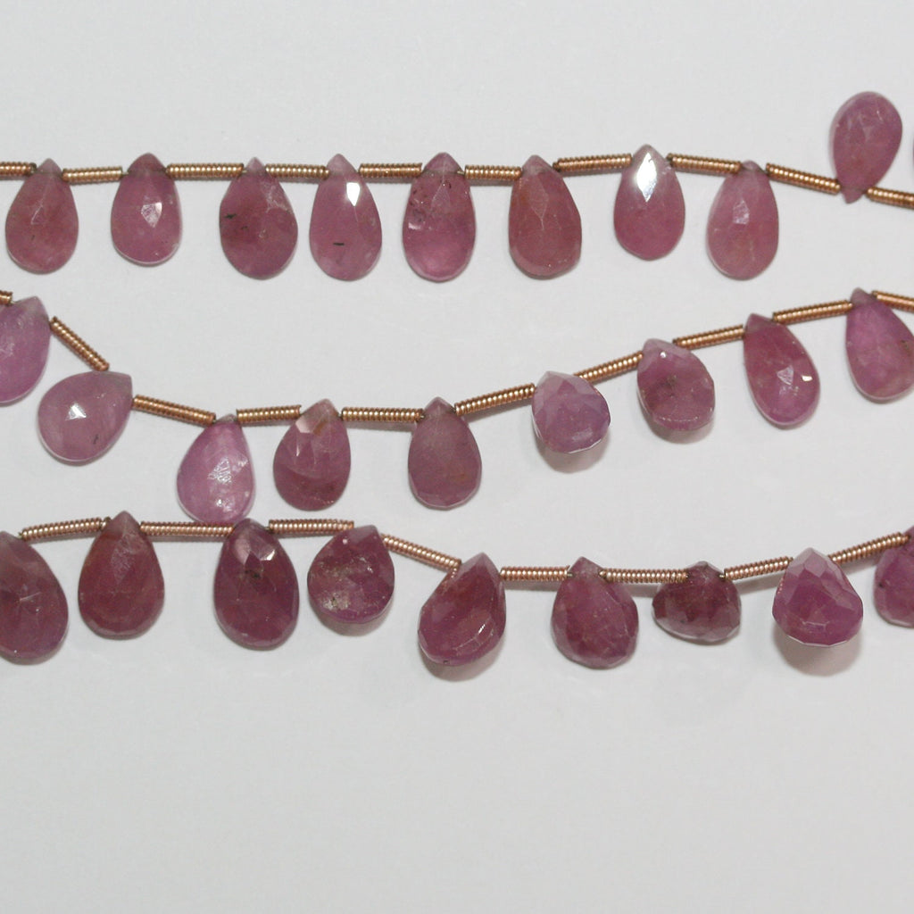 Perles en forme de goutte facettées St Ruby 8" 10x7mm.-Rig 20cm.