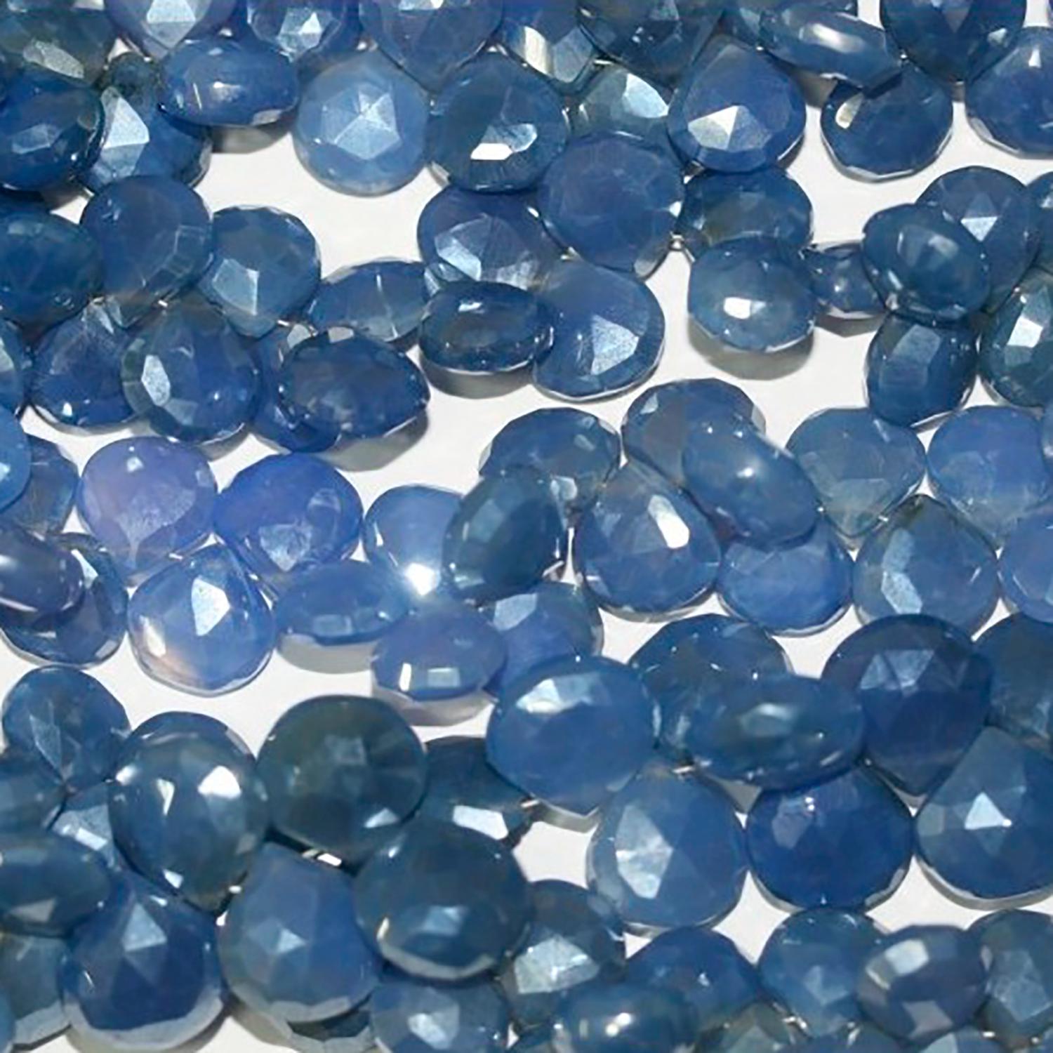 Cuentas facetadas de calcedonia azul cielo de 8" (11-12 mm). Hilo de 20 cm.