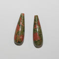 Unakite Gota Lisa Perforada a Media Pierna 23x7mm.(1 Par)