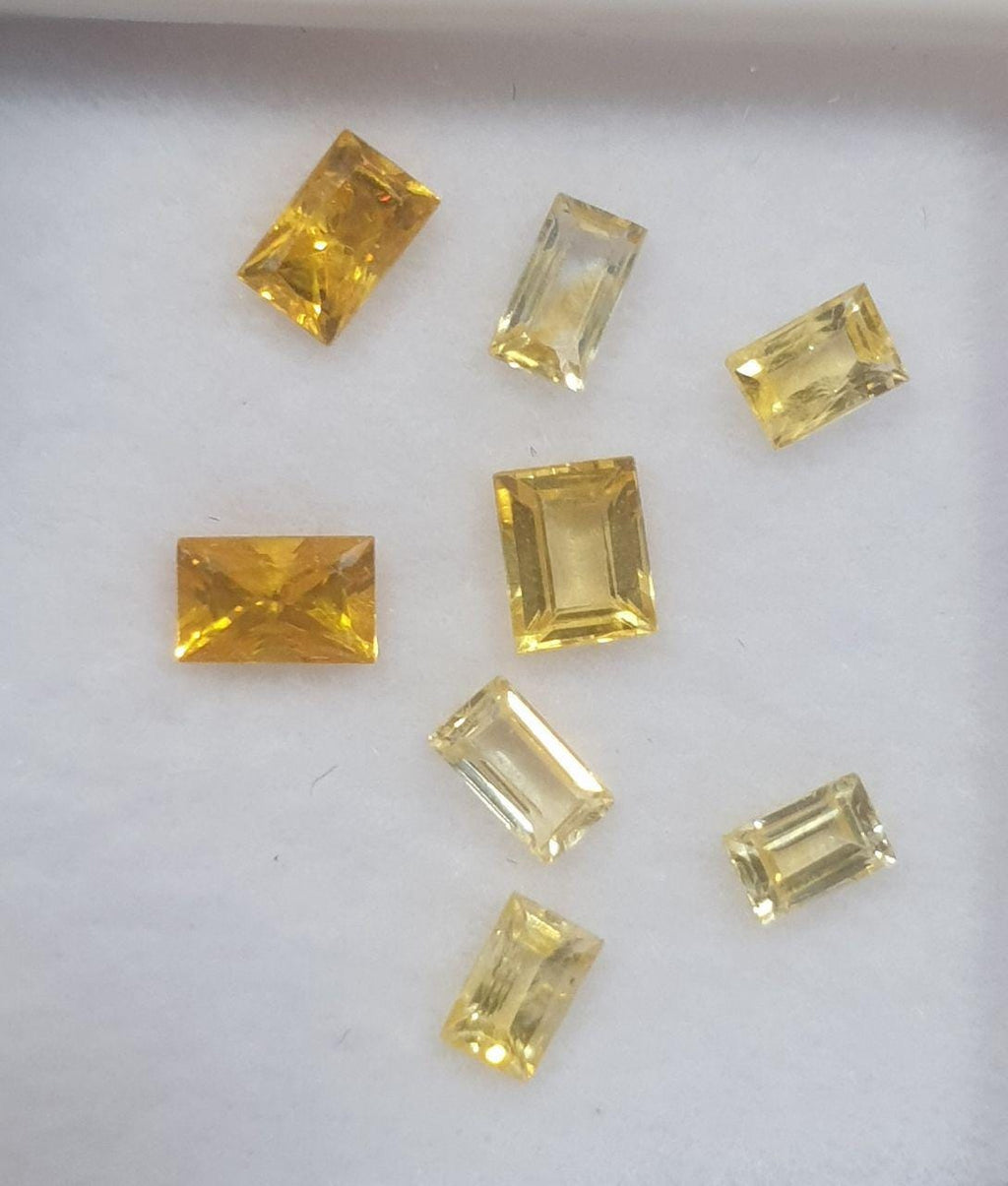 Lote de 8 zafiros amarillos facetados de 3-4 mm. - Paquetes de piedras preciosas - Piedras sueltas al por mayor - Gemas naturales