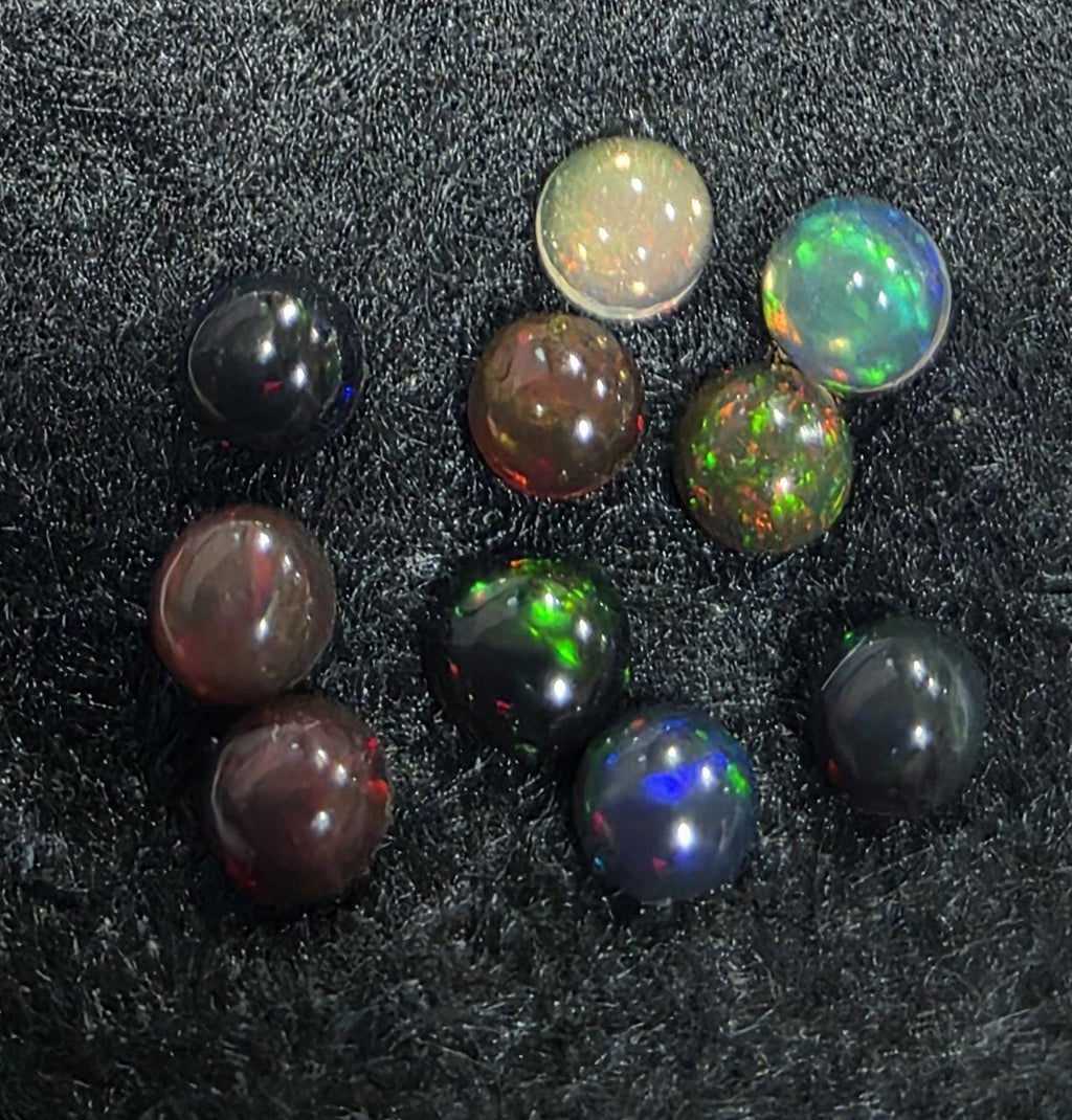 Ethiopian Black Opal Lot Round Cabochon 3mm. (10pcs)  -Gemstone Parcels-Loose Stones Wholesale Price