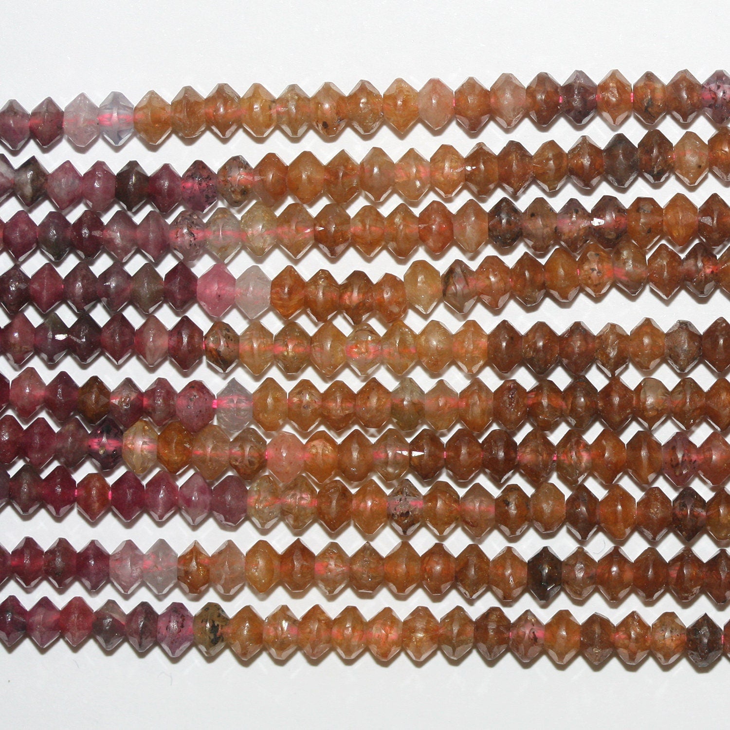 15" St Ruby-Yellow Sapphire Facetted Rondelle Beads 4x2.5mm.-String 39cm.