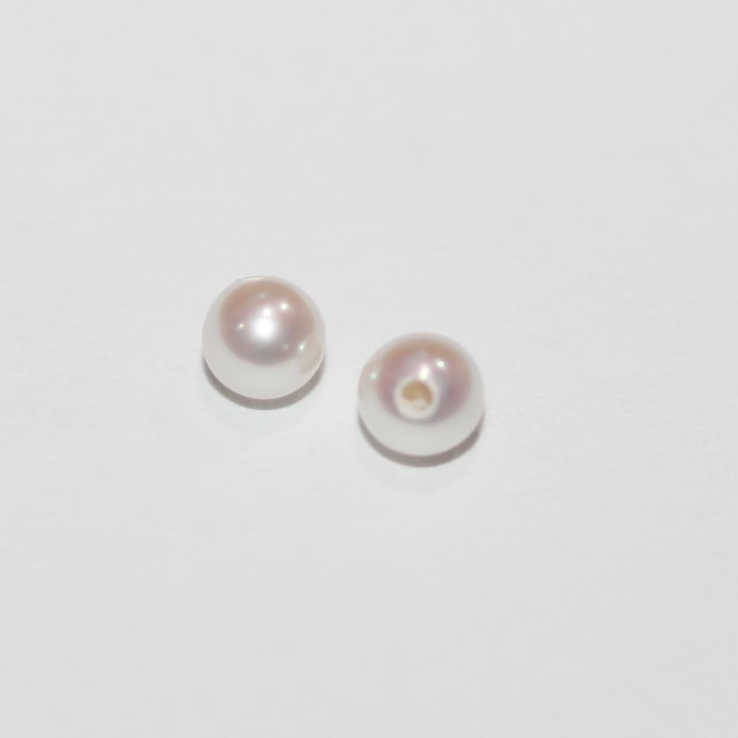 1 Pair High Cultured Round Pearl 3-3.5mm.-Half Drill. Round Natural  Pearl-Price Per 1 Pair- Pearl Earring