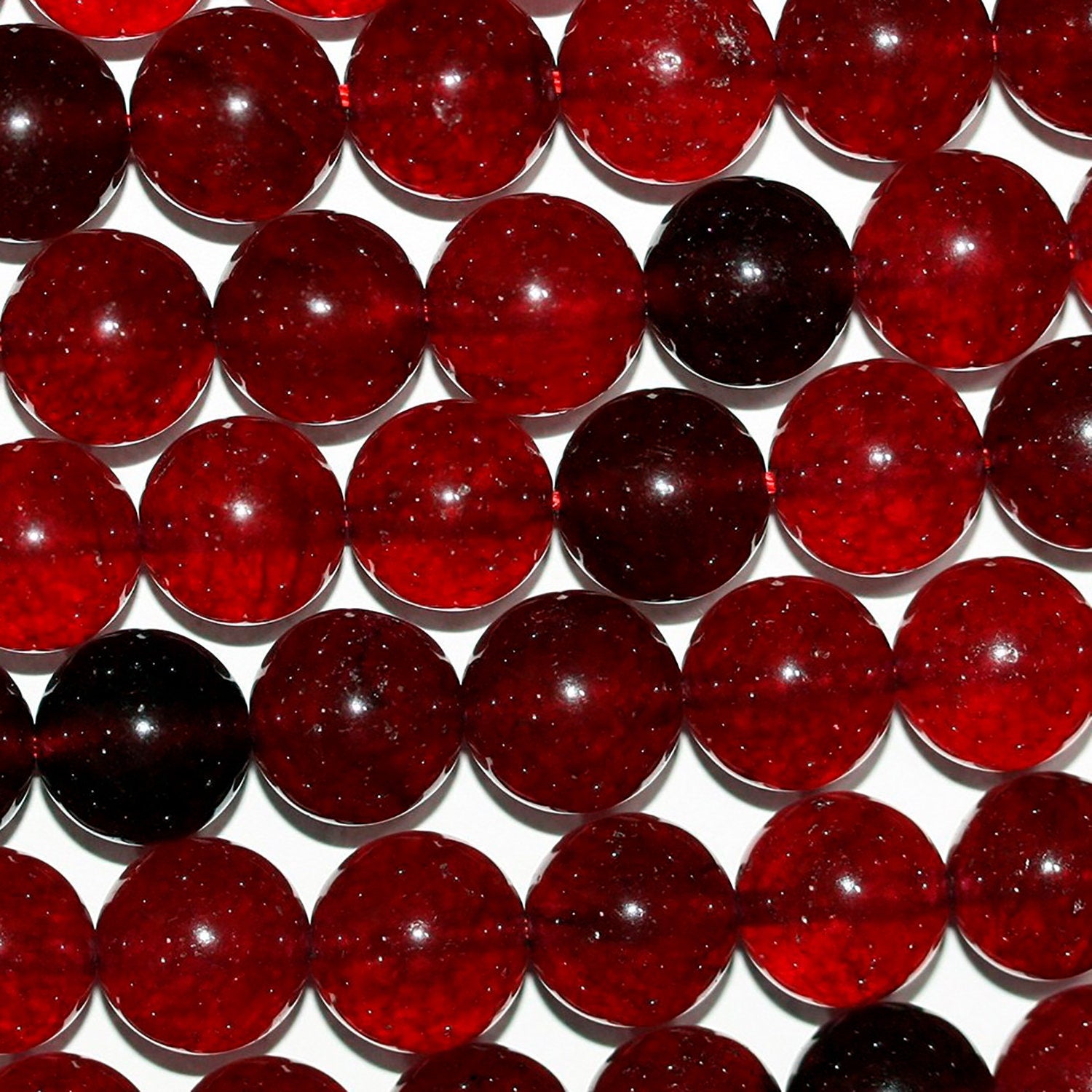 Perles rondes lisses en quartz grenat, 12 mm, 15 pouces (38 cm) - Fil de 39 cm
