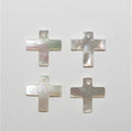 Pendentif croix lisse en nacre 11 mm - 4 pièces