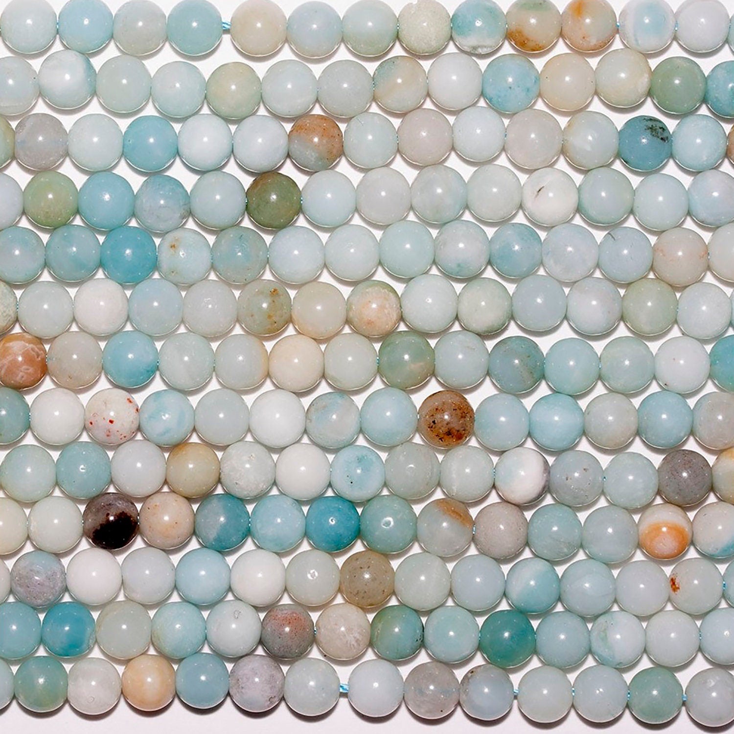 14" St Amazonite  Smooth Round Beads 6mm. Strand 38 cm