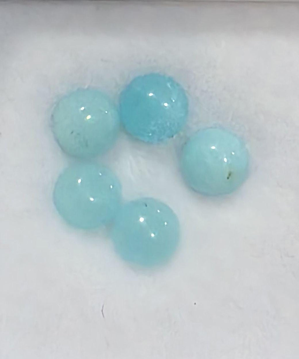 Peruvian AAA Amazonite Cabochon 4mm 5 Pcs Lot- Calibrated Gemstones- Jewelry Supplier- Natural Gemstones- Blue Stone