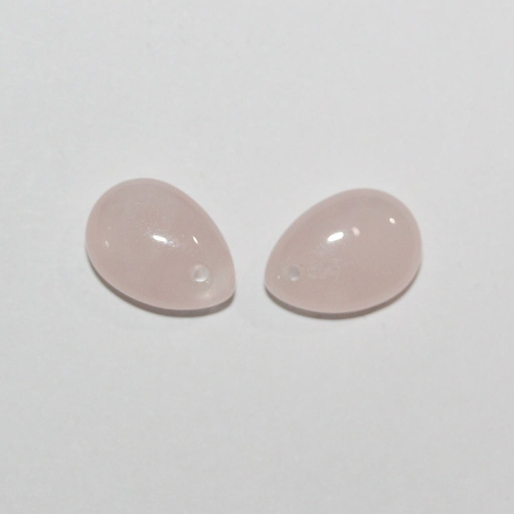 Colgante de gota lisa de cuarzo rosa de 14 x 10 mm (1 par).