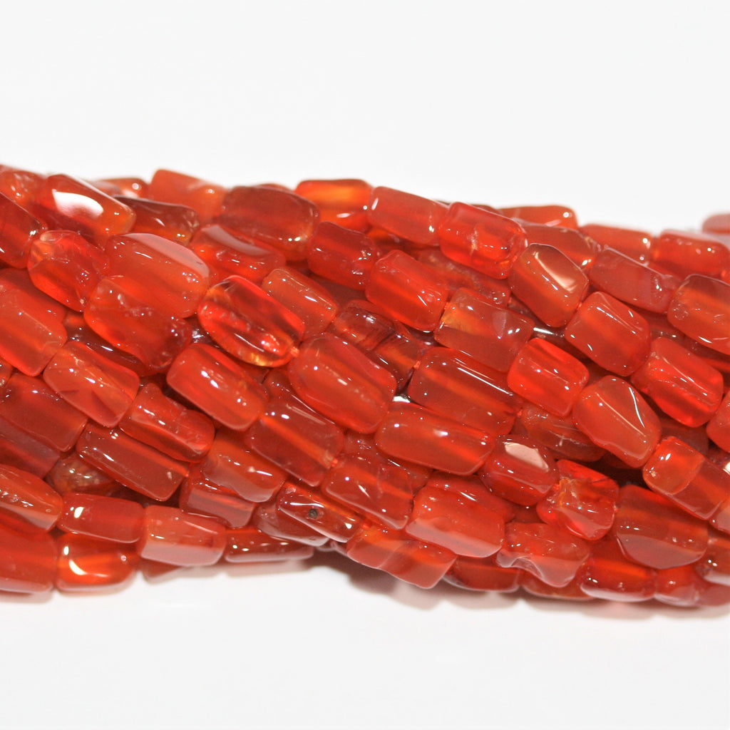 14" St Carnelian Smooth Prism Beads 7x5mm. Approx.- Strand 36cm.